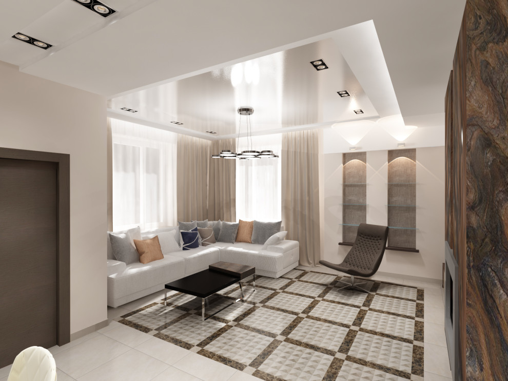 Дизайн-проект интерьеров коттеджа в ср\овременном стиле