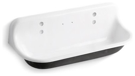 Kohler Brockway 4' Wall-Mounted Wash Sink with 2 Faucet Holes, White