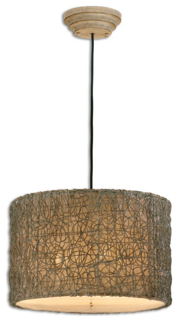 Uttermost Knotted Rattan Drum Pendant, Espresso ...