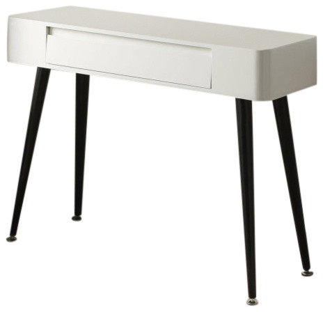 4D Concepts Black and White Console/Desk With Drawer With Tall Legs