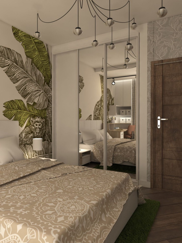 Двухкомнатная квартира со стеклом между гостиной и спальней