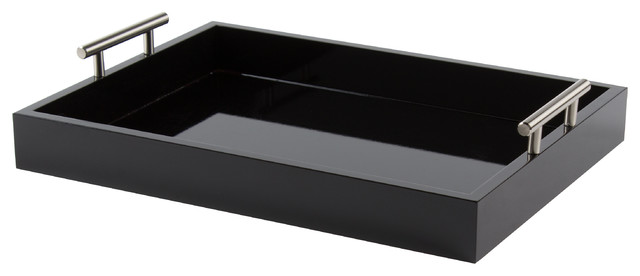 kate and laurel lipton decorative tray with polished metal handles black contemporary serving - Decorative Serving Trays kate and laurel lipton decorative tray with polished metal handles black contemporary serving - Decorative Serving Trays