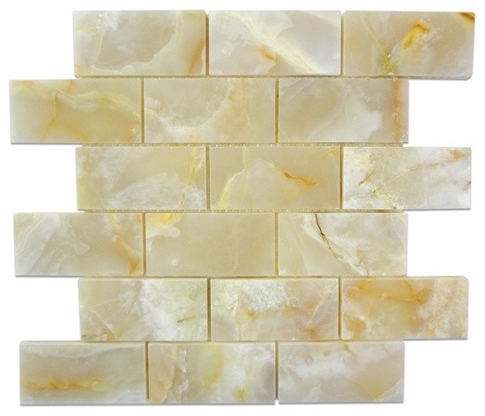 Marbleville 12 X12 White Onyx Polished Finish Mesh Mounted 12 X12 White Onyx Polished Finish Mesh Mounted Mosaic Small Piece Sample