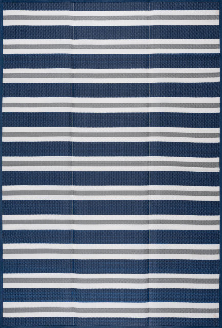 Seattle Contemporary Stripes Area Rug, Navy & Gray, 7'11'' X 10'3''