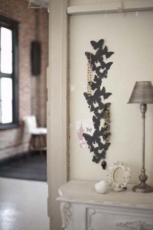 Black Metal Butterfly Wall Hanger for Photos and Accessories, Modern Home Decor