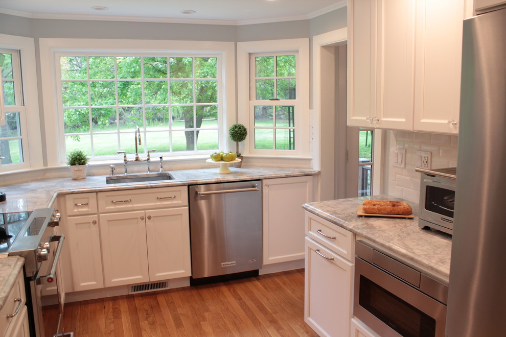 Inspiration for a small transitional kitchen remodel in Boston