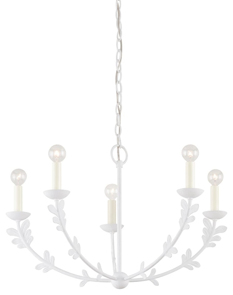 Florian 5 Light Small Chandelier, Gesso White