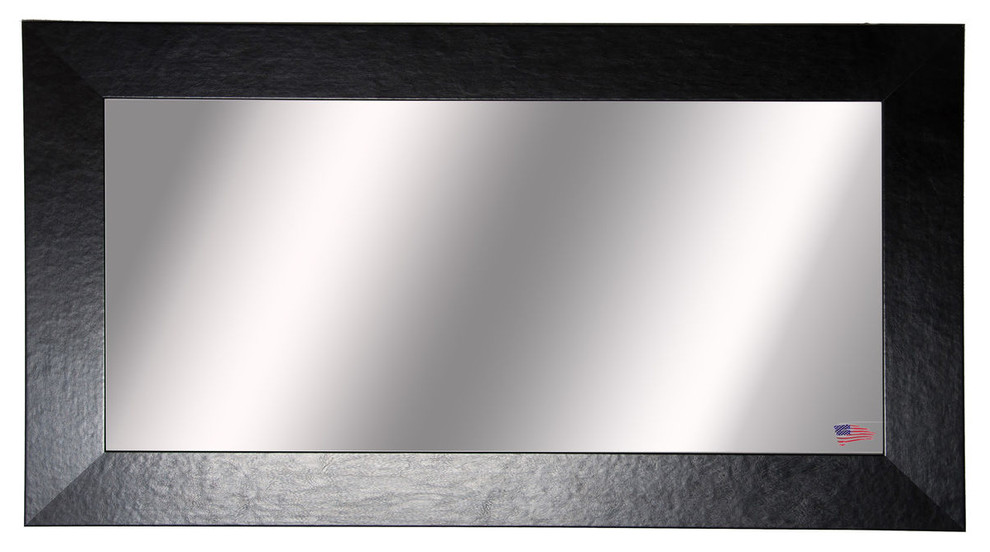 American Made Rayne Black Wide Leather Double Vanity Wall Mirror