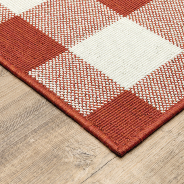Oriental Weavers Meridian 2598R Red/Ivory 1'10"x2'10" Indoor/Outdoor