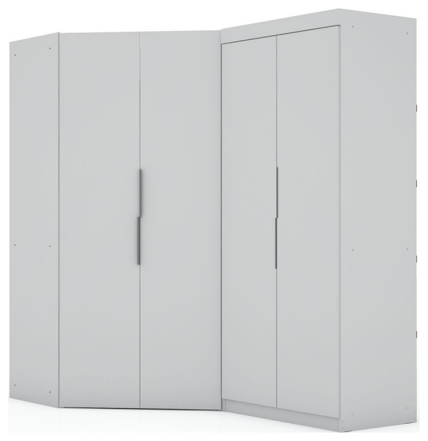Mulberry 3.0 Sectional Corner Wardrobe Closet Set of 2 in White