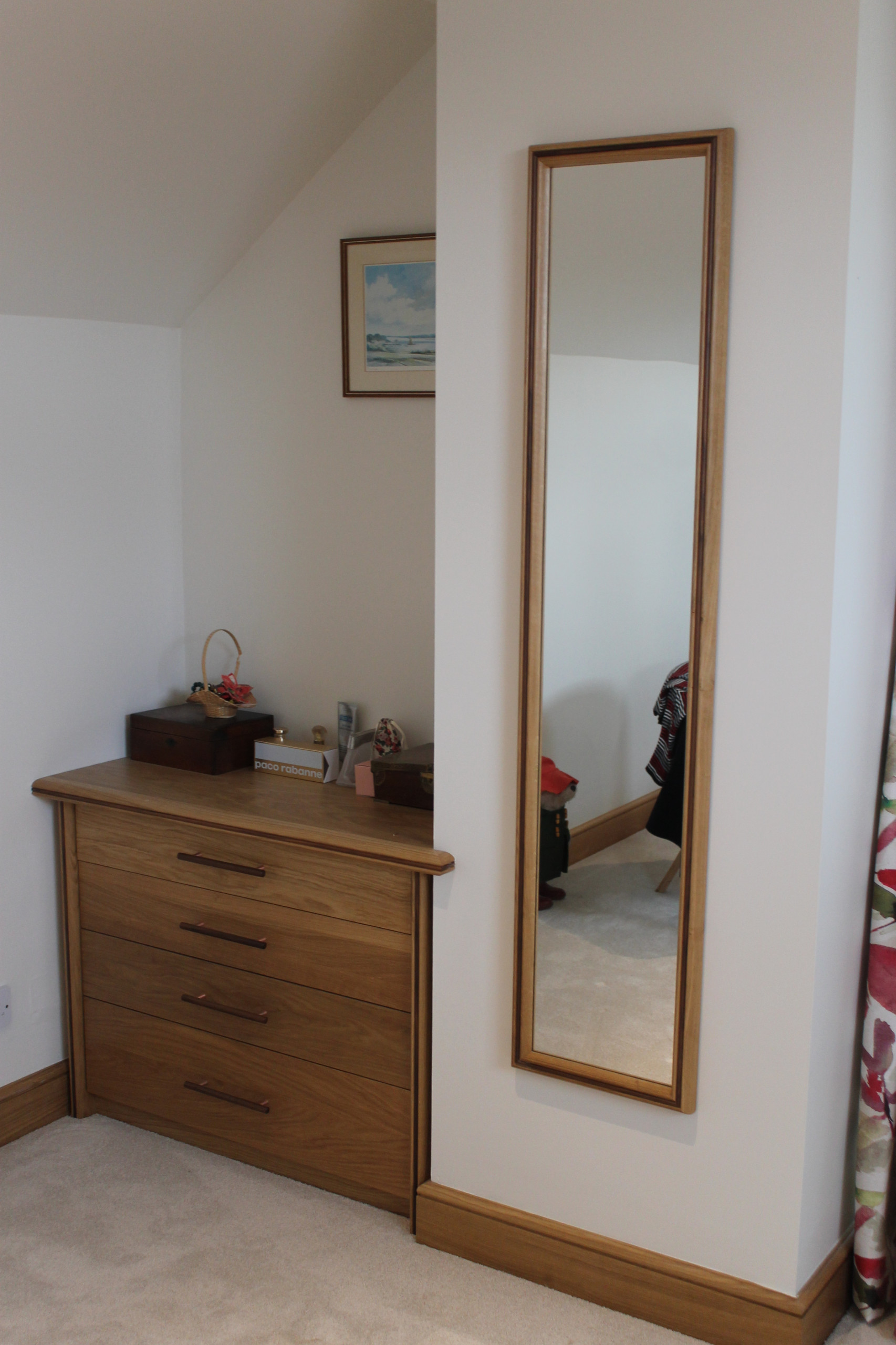 Oak and walnut fitted wardrobes