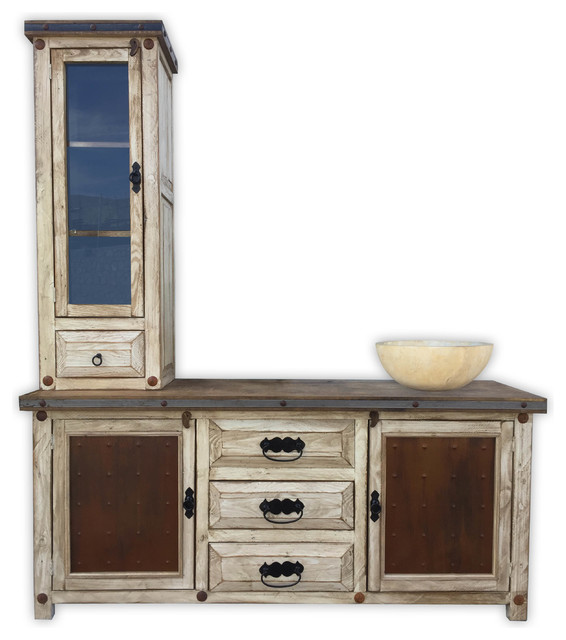 Woodland 72 Rustic Vanity With Tower Metal Panels Farmhouse Woodland 72 Rustic Vanity With Tower Metal Panels