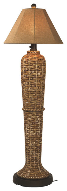 South Pacific Outdoor Floor Lamp 45943 With Sesame Sunbrella Shade