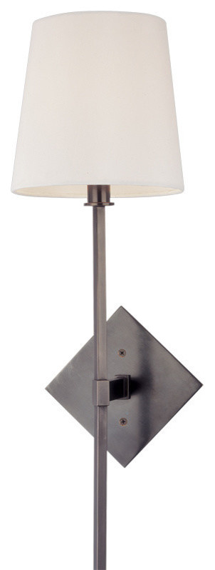 Cortland, One Light Wall Sconce, Old Bronze Finish, Off White Parchment Shade