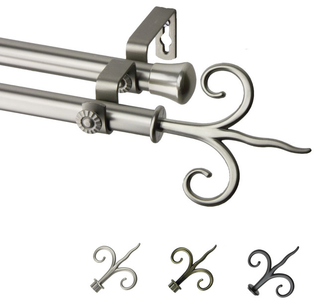Norman 13/16" Diameter Double Curtain Rod, 2848" Traditional