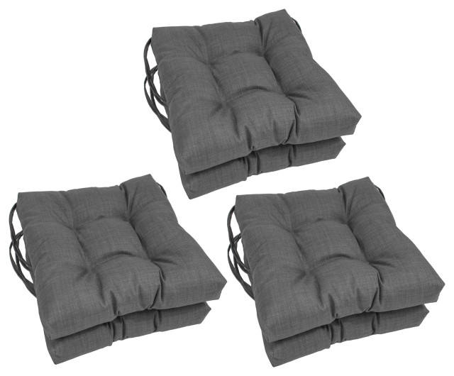 16" Polyester Solid Outdoor Square Tufted Chair Cushions, Set of 6