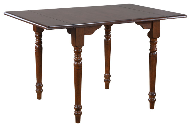 48" Rectangular Extendable Drop Leaf Dining Table Chestnut Brown Seats ...
