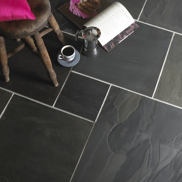 Charcoal Black Slate Tiles Modular Set Contemporary Other by The