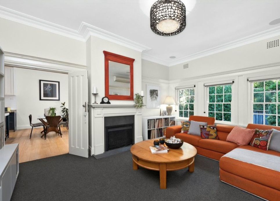 Design ideas for a contemporary living room in Sydney.