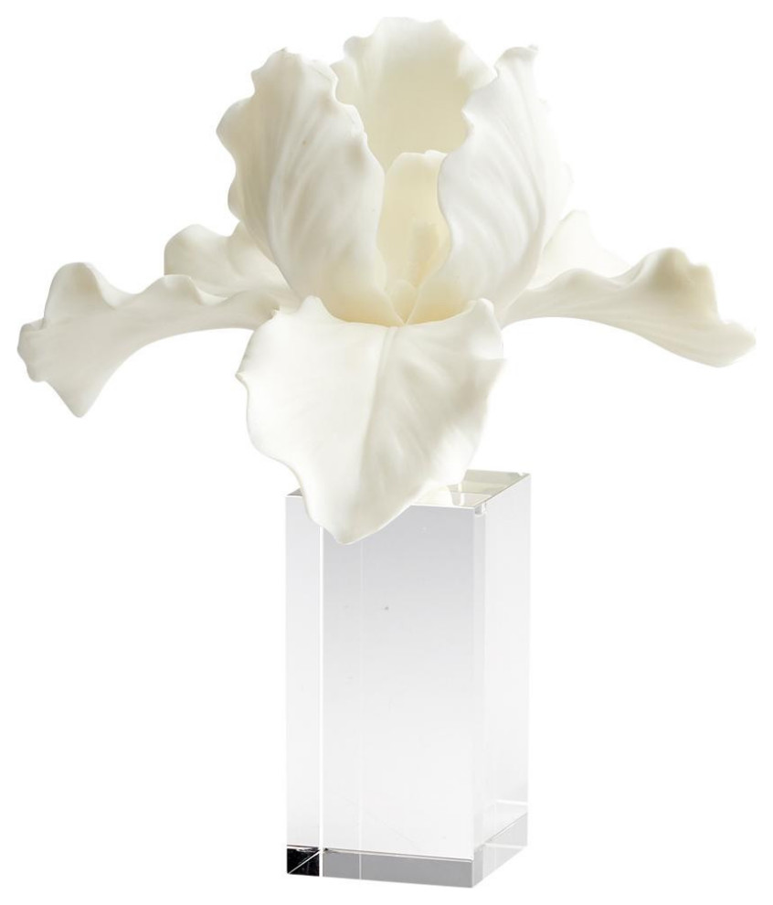 Orchid Sculpture, White, Crysta, Resin, 8.5"W (10559 MGL8Z)