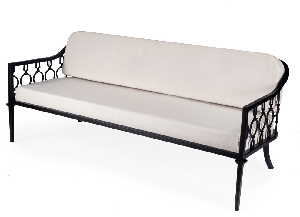 Southport Iron Upholstered Outdoor Sofa Transitional Outdoor Sofas