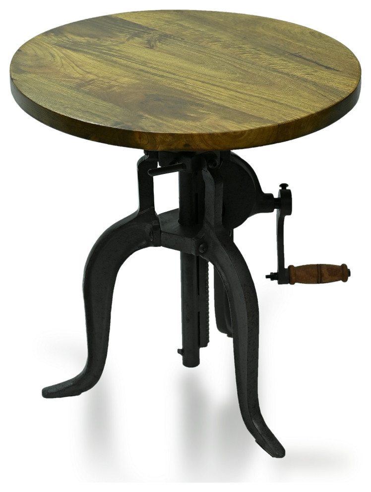 Regan Adjustable Crank Accent Table, Harvest Oak/Industrial