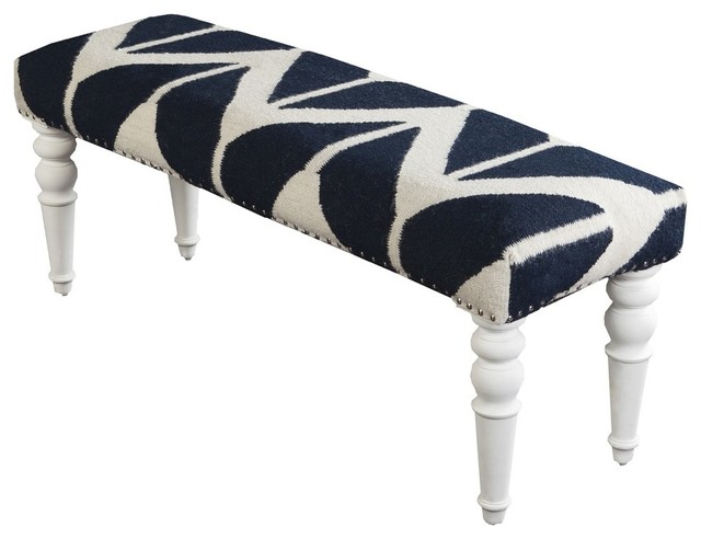 Navy and Beige Bench by Surya