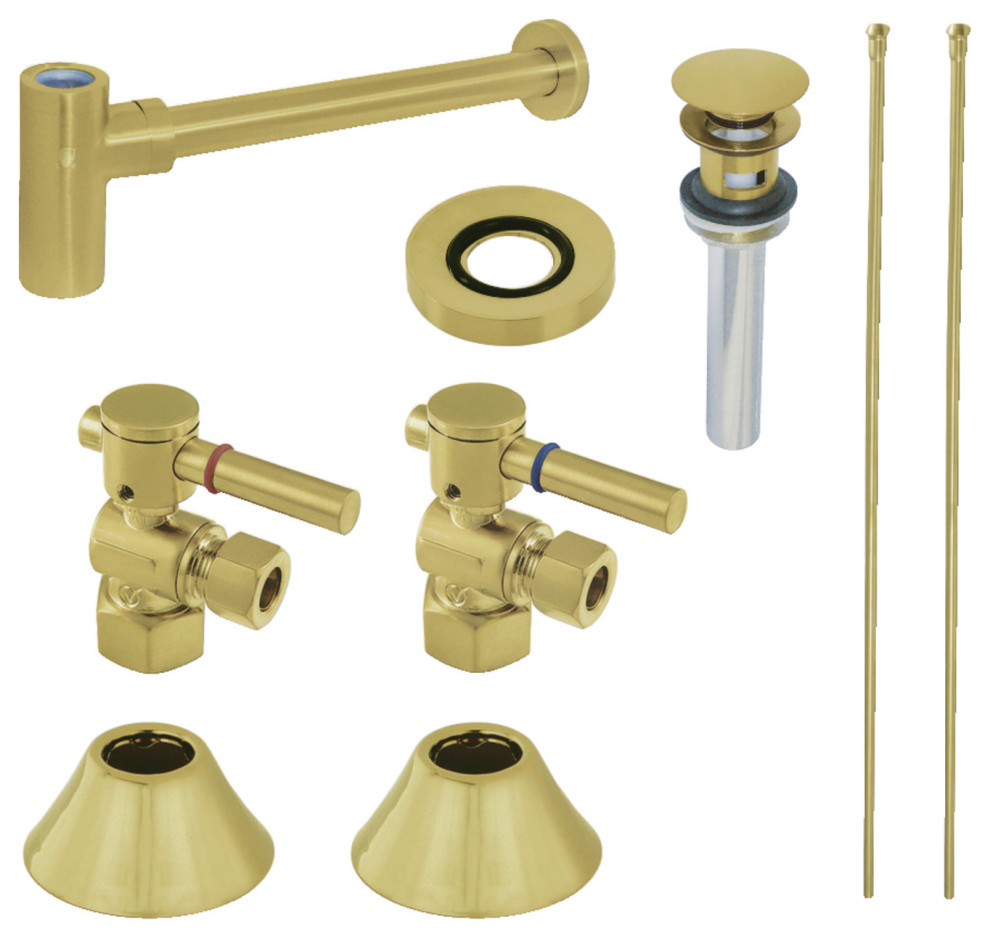 Plumbing Sink Trim Kit, Bottle Trap and Overflow Drain, Brushed Brass