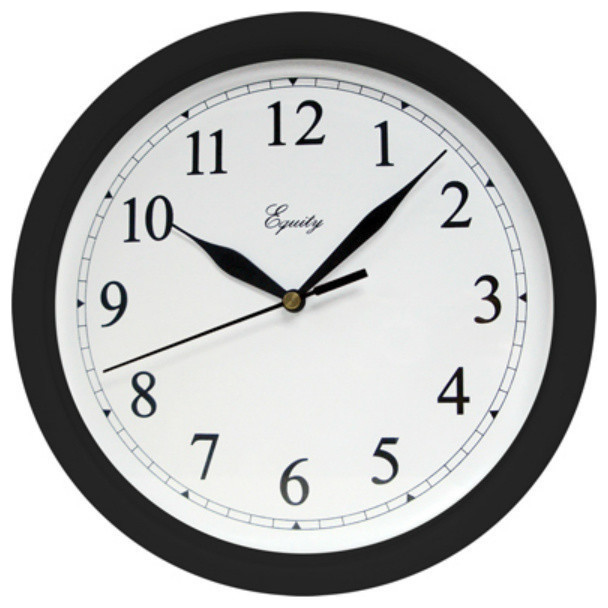 Equity® 25203 Round Wall Clock with Plastic Black Case & White Dial, 10
