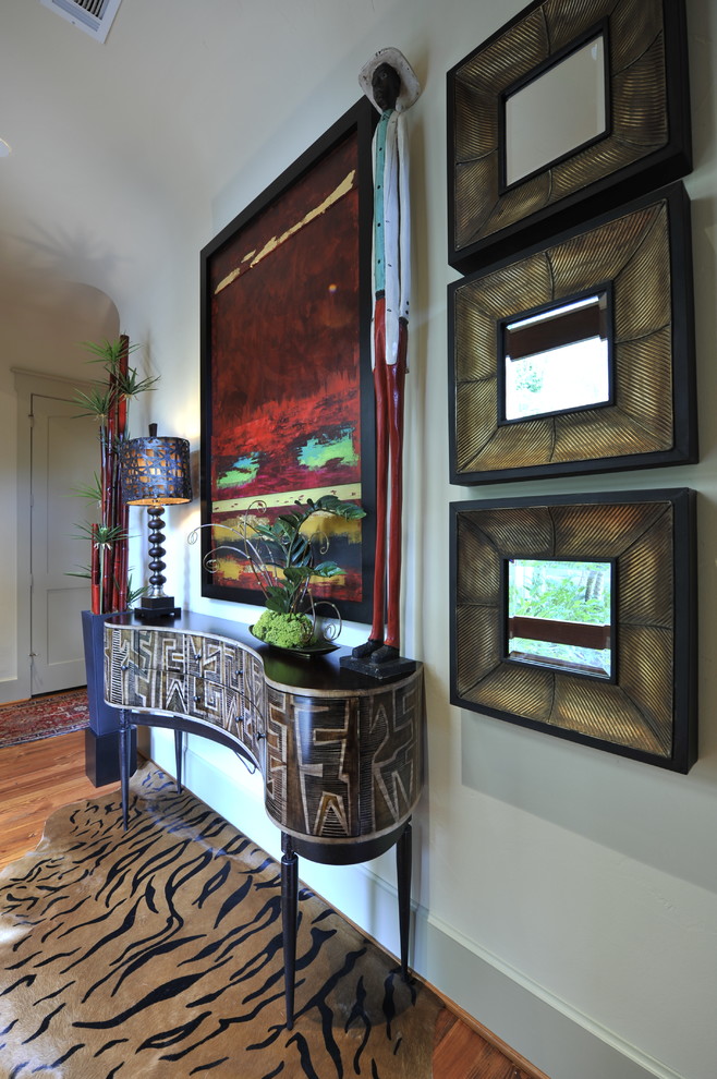 Design ideas for an eclectic hallway in Houston.