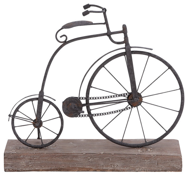 Black Metal Vintage Sculpture, Bicycle 14 x 16 x 5 - Industrial