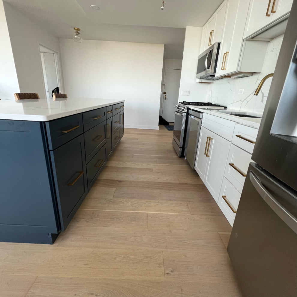 Example of a transitional kitchen design in Chicago