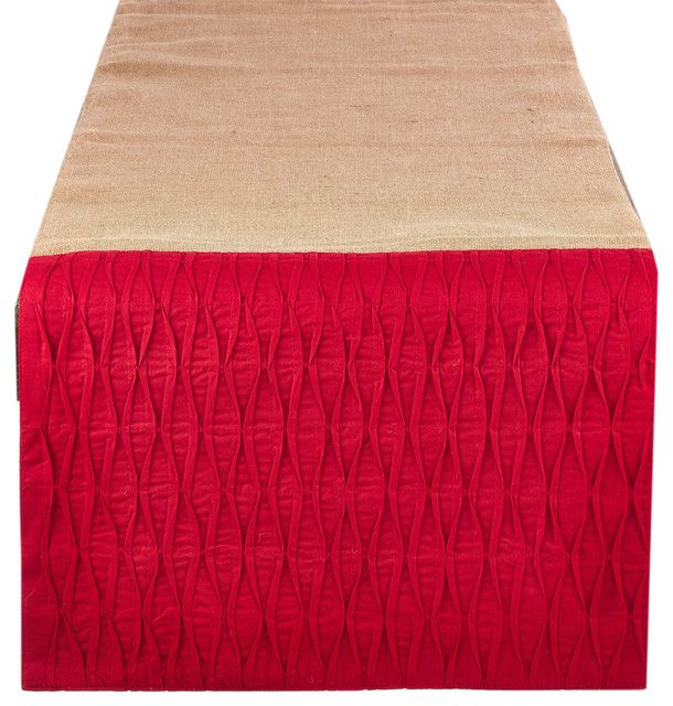 Kamala Pleated Diamond Jute Table Runner Contemporary Table Runners