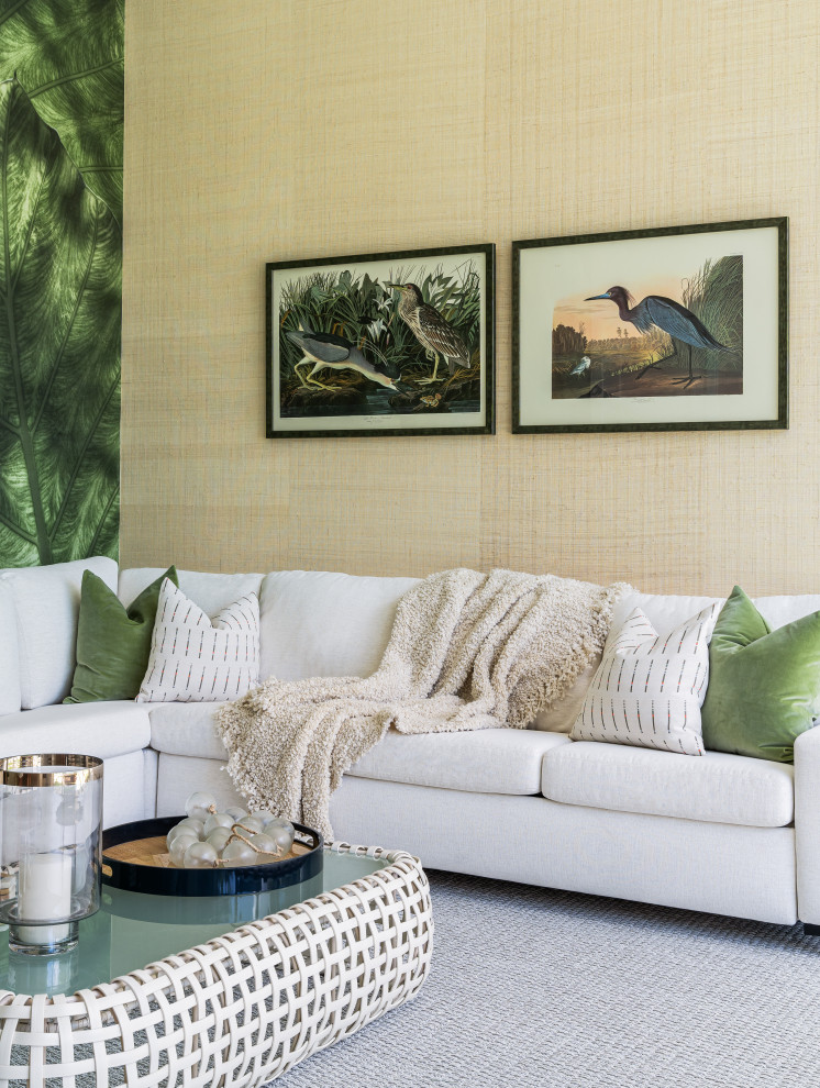 Family room - tropical family room idea in Miami