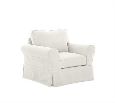 PB Comfort Armchair, Down-Blend Wrap Cushions, Washed Linen/Cotton Ivory
