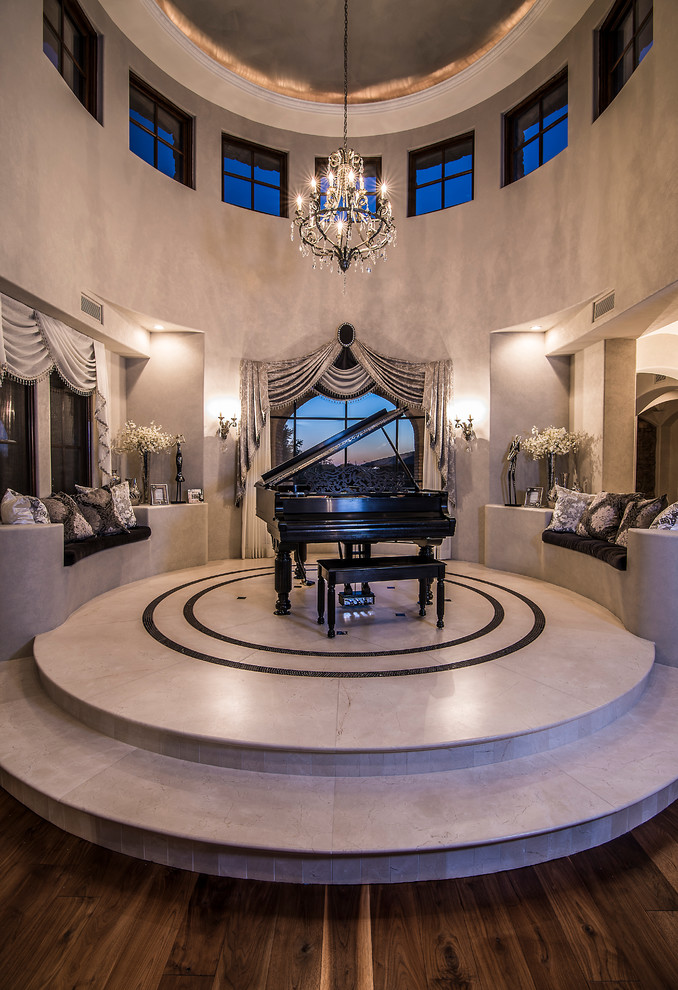 Inspiration for a timeless formal beige floor living room remodel in Phoenix