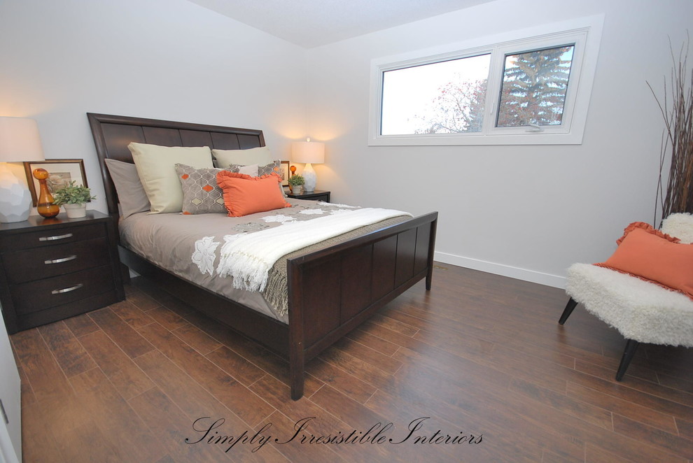 Design ideas for a transitional bedroom in Edmonton.