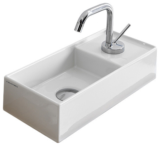White Ceramic Vessel Sink, Cayman White Ceramic Rectangular Drop In Bathroom Sink