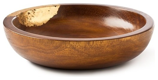 Diane von Furstenberg 'Gold Leaf Wood' Round Bowl, Small