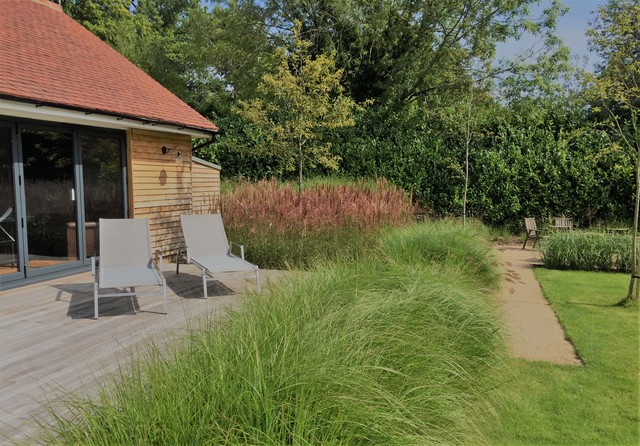 Rural Garden Deck And Fire Pit Area Country Landscape Sussex