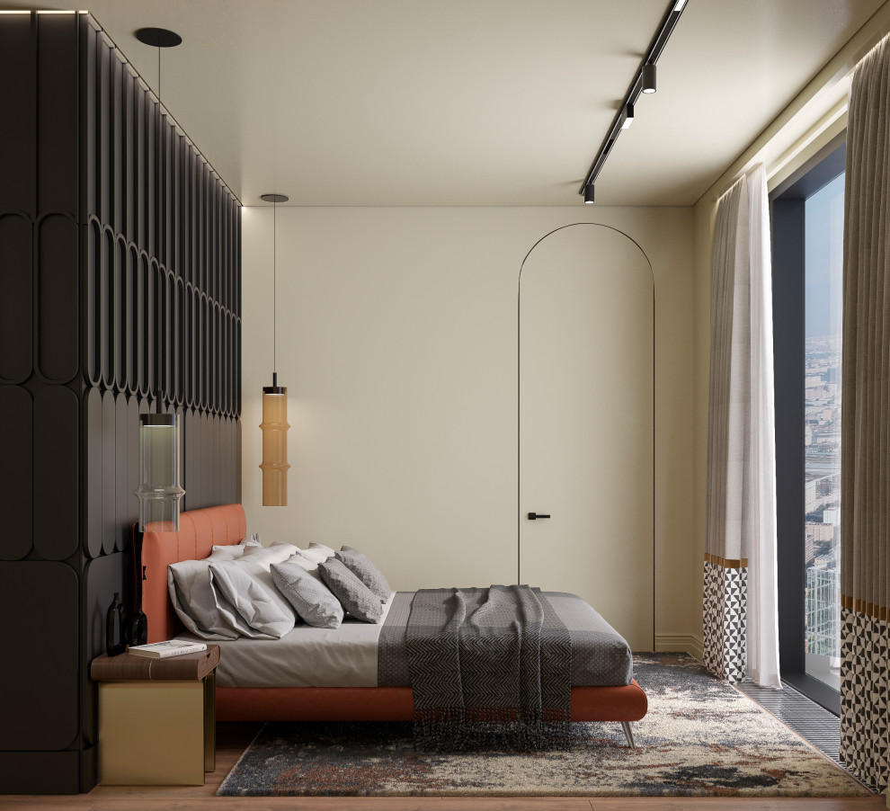 Спальня  из проекта "Оранжевый Блюз" в ЖК Neva Towers, г. Москва