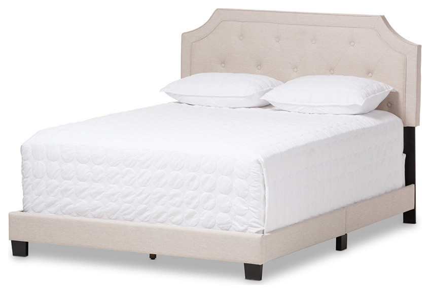 Willis Light Beige Fabric Upholstered Bed, Light Beige, Full