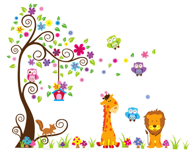 Kids Jungle Theme Peel Stick Wall Decal 35 For Nursery Decor By Dekosh Contemporary Wall Decals By Dekosh