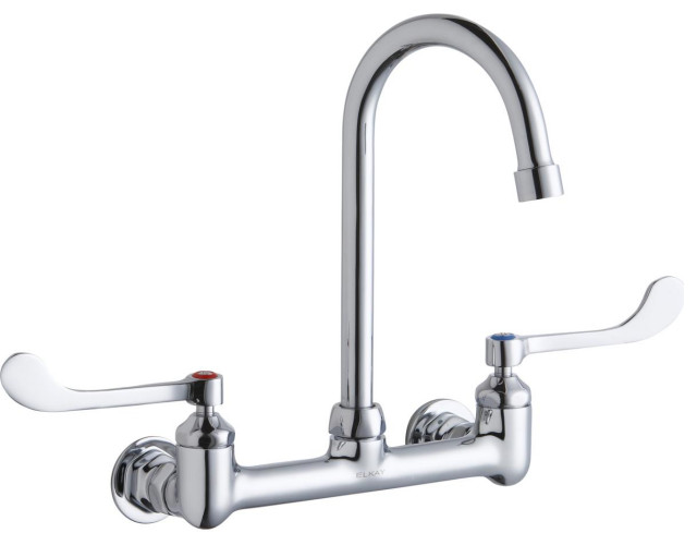 Lk940gn05t6h 8 Wall Mount Faucet With 5 Gooseneck Spout 1 2in Inlet Contemporary Kitchen Faucets By Sink Source - Wall Mount Gooseneck Faucet Lk940gn05t6h 8 Wall Mount Faucet With 5 Gooseneck Spout 1 2in Inlet Contemporary Kitchen Faucets By Sink Source - Wall Mount Gooseneck Faucet