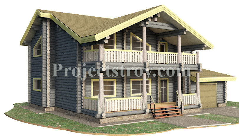Проект загородного дома из бревна 15 на 12 м