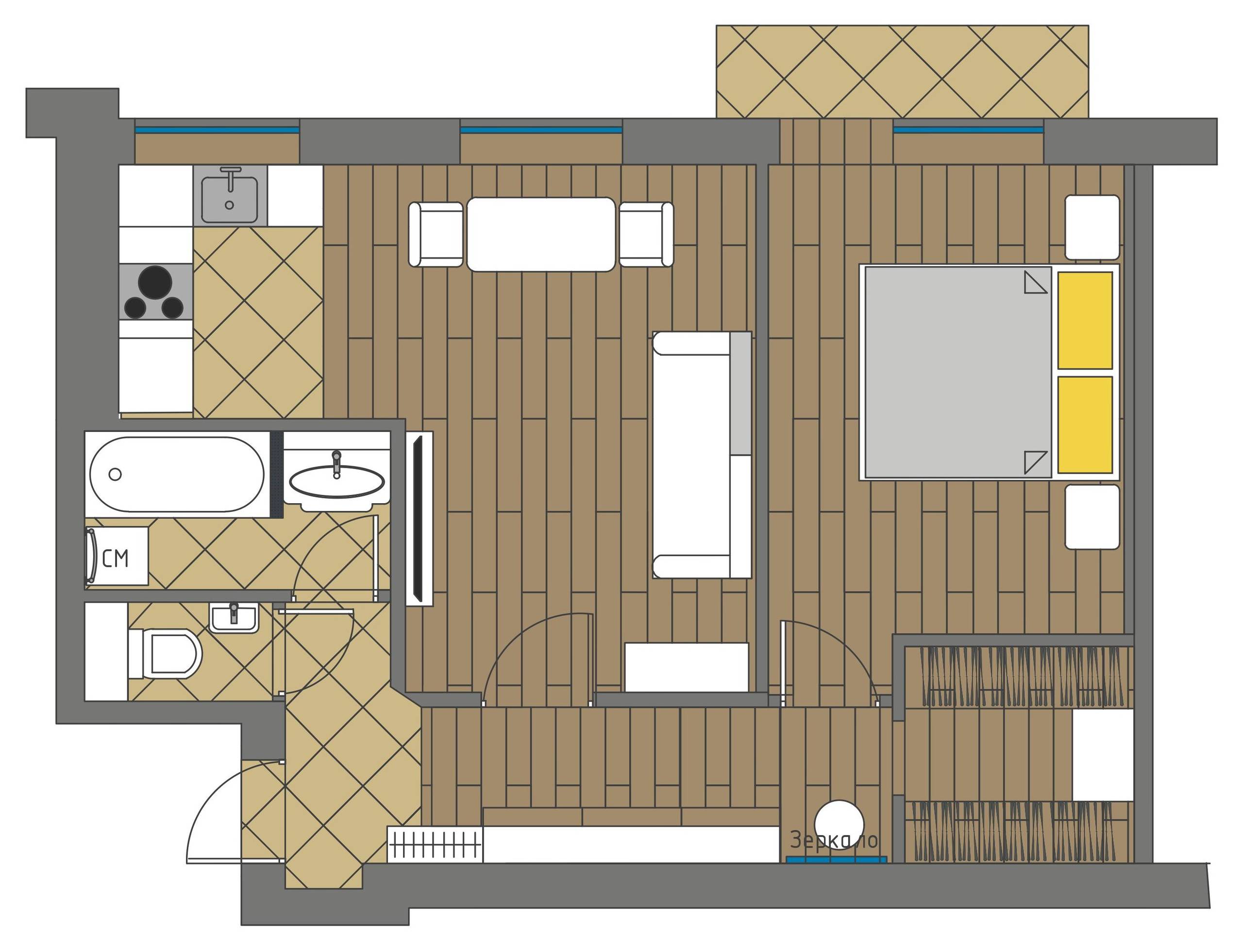 Дизайн 2-х комнатной квартиры в панельном доме