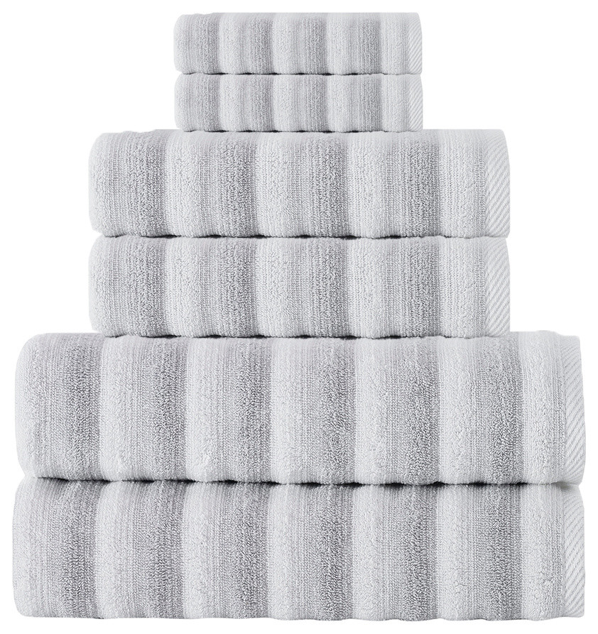 Enchante Home Napa 6 Pcs Turkish Towel Set, White/Gray