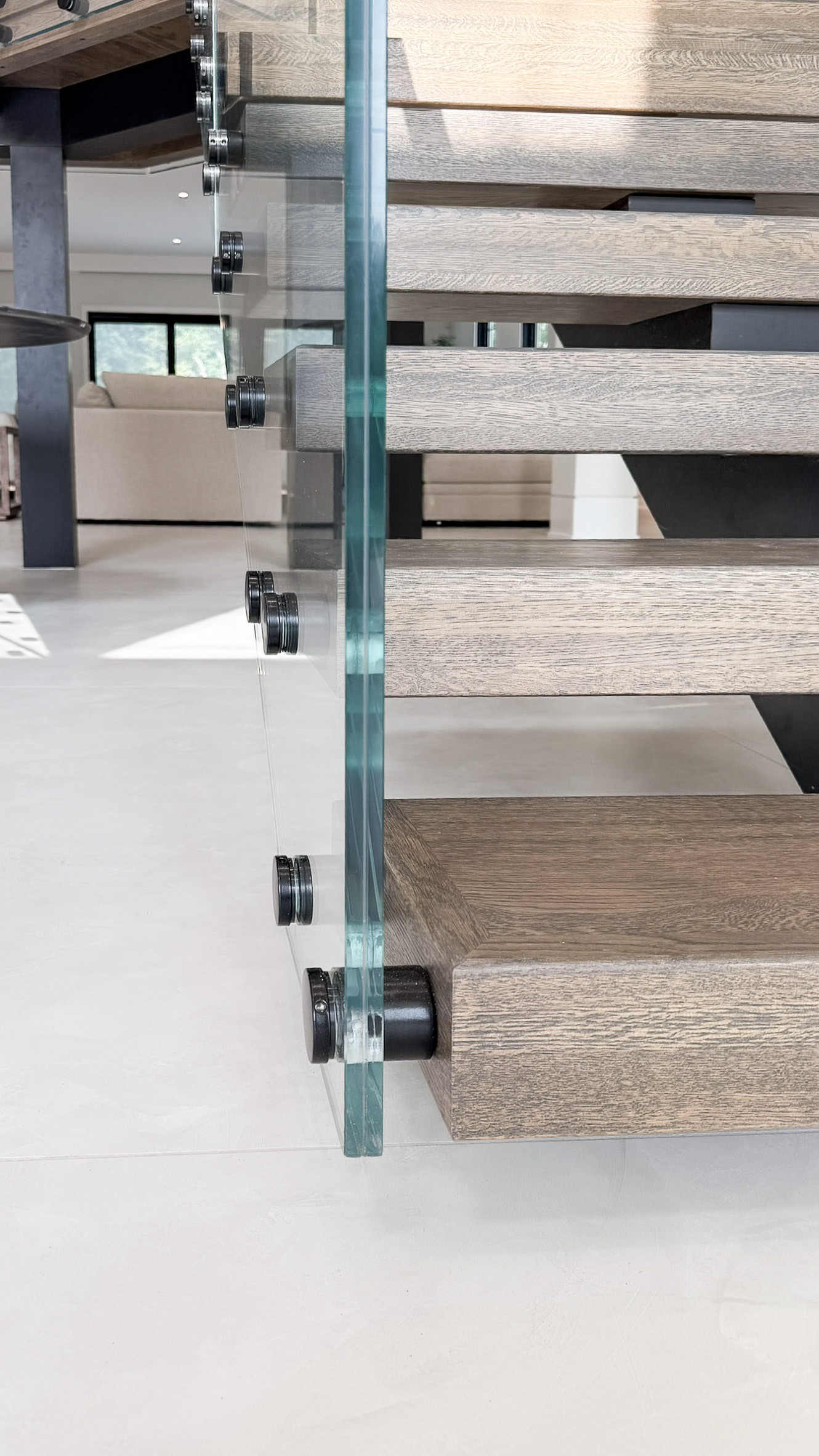Project #159 | Modern Foyer Stair with Stand-off Glass Railing