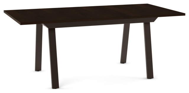 Amisco Drift Extendable Dining Table, Dark Brown Birch Veneer / Dark Brown Metal