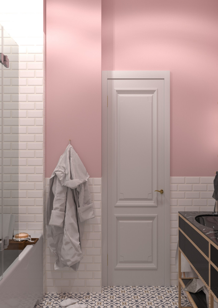 Розовая ванная комната